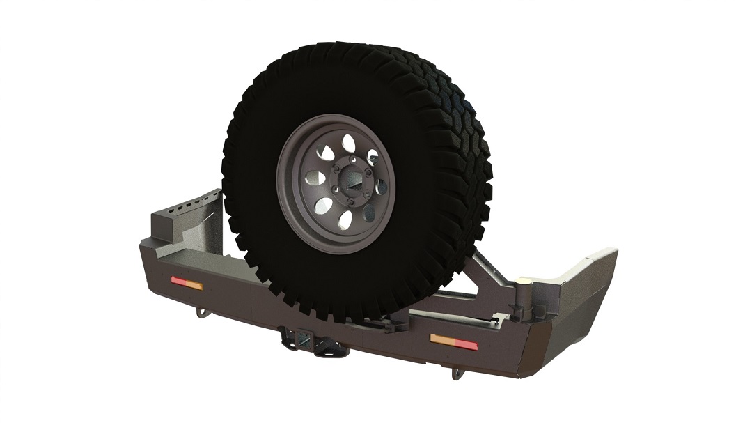 Бампер задний Nissan Patrol Y61 1997+ калитка справа, фонари STC-NPY61-BR-C2-L1