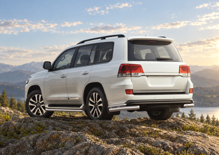 Фото изделия: Защита заднего бампера d76+d42 уголки Rival Toyota Land Cruiser 200 Excalibur 2017- R.5719.004