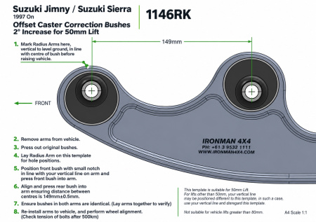 Схема установки и характеристики: Сайлентблоки Ironman Suzuki Jimny передние 1146RK