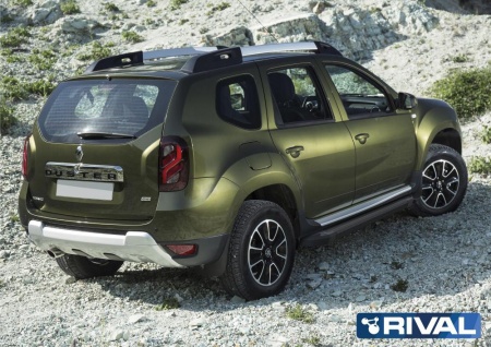 Порог-площадка "Black" F173ALB + комплект крепежа RIVAL Renault Duster/ Nissan Terrano  F173ALB.4701.3