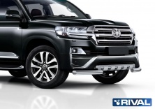 Защита переднего бампера d76+d57 с профильной защитой картера RIVAL Toyota Land Cruiser 200 Executive 2016-2017  R.5717.014