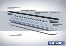 Порог "Bmw-Style" RIVAL Great Wall/ Mitsubishi/ Nissan Terrano/Renault Duster /Ssang Yong/Suzuki   B173AL