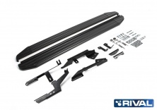 Порог-площадка "Premium-Black" A173ALB + комплект крепежа RIVAL Renault Duster/ Nissan Terrano  A173ALB.4701.3