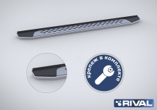 Порог-площадка "Bmw-Style" B173AL + комплект крепежа RIVAL Mitsubishi Pajero Sport 2008-2013-2016  B173AL.4003.1