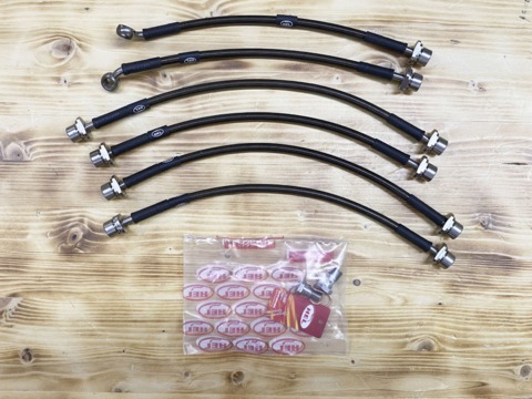 Toyota Land Cruiser Prado 150 (2009-2022) Комплект армированных тормозных шлангов (6 шт. под лифт 50мм) JKH-TLCP150-6-50