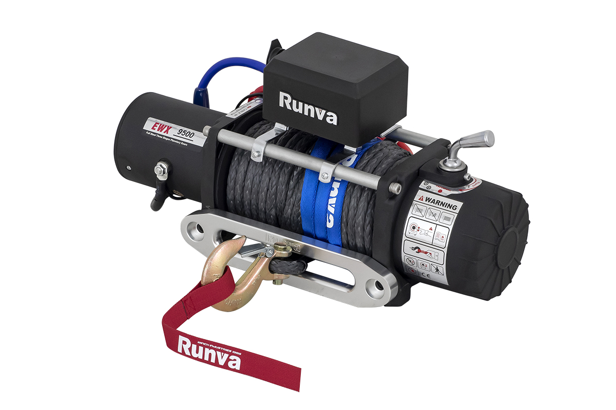 Лебёдка электрическая 24V Runva 9500 lbs 4350 кг (синтетический трос) EWX9500SSR24V