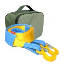 Ремень буксировочный эластичный 6 т 4 м серия "Стандарт" Крюк/Крюк + сумка(олива) T-plus T014617