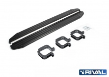Порог-площадка "Premium-Black" A173ALB + комплект крепежа RIVAL Mitsubishi Pajero Sport  A173ALB.4003.1