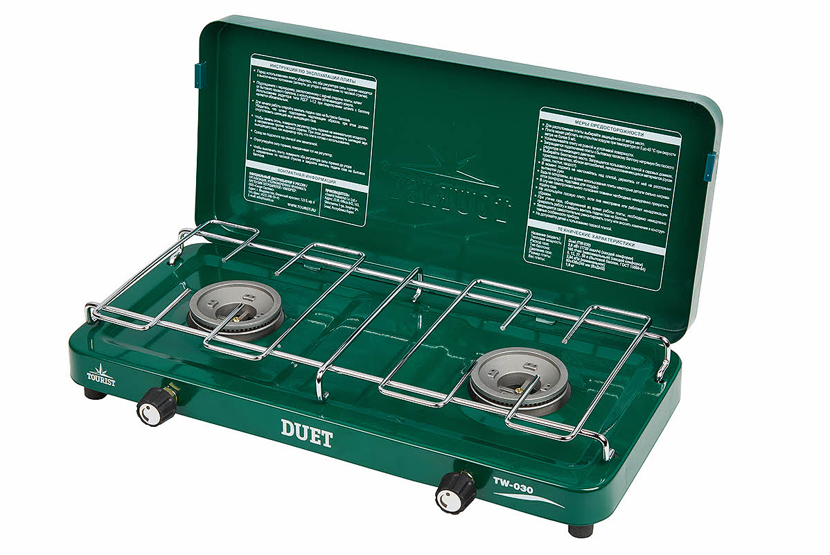 Плита газовая TOURIST DUET, портативная двухконфорочная, под бытовой газовый баллон  TW-030