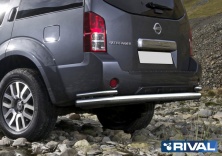 Защита заднего бампера d76+d42 RIVAL Nissan Pathfinder 2010-2014 R.4105.008