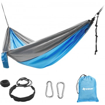 Гамак без планок NISUS 140х260см нейлон 210T голубой/серый  N-DC-023