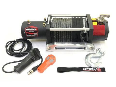 Лебедка автомобильная 4REVO SRX 13500 12В синтетический трос 4R-W133B-12