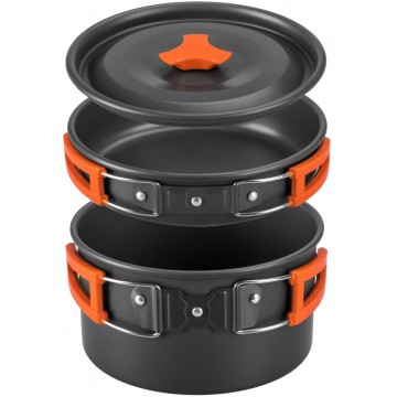  Набор посуды HELIOS 3-4 персоны. С чайником. Анодированный алюминий CAMPSOR-308