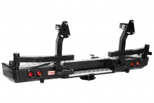 Бампер РИФ задний ГАЗ Соболь с квадратом под фаркоп, 2-мя калитками и фонарями стандарт