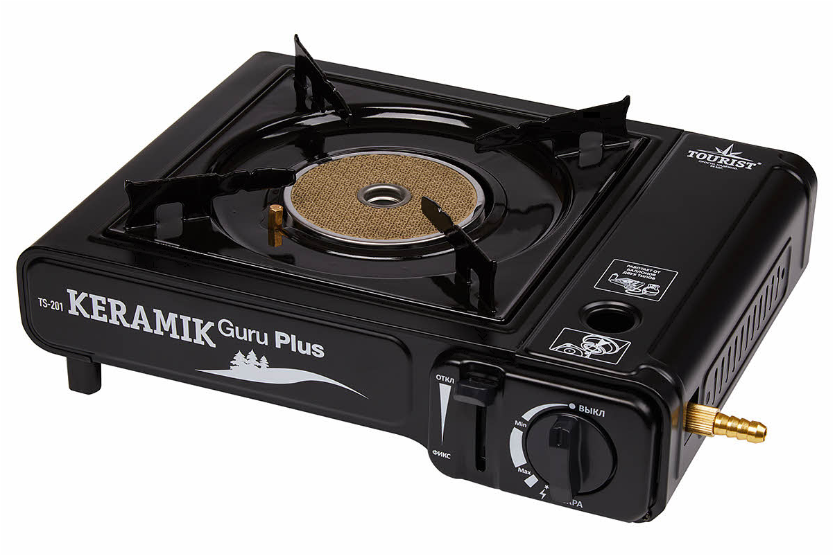 Плита газовая TOURIST KERAMIK GURU PLUS, портативная, керамическая, с переходником, в кейсе  TS-201