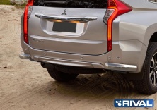 Защита заднего бампера  d76 уголки RIVAL Mitsubishi Pajero Sport 2016-  R.4012.008