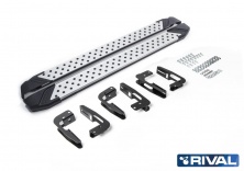 Порог-площадка "Bmw-Style" D173AL + комплект крепежа RIVAL Mitsubishi Pajero IV  D173AL.4002.1