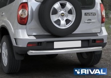Защита заднего бампера d76 RIVAL Chevrolet Niva 2009-  R.1004.010