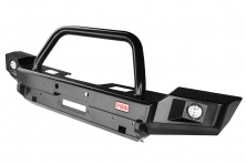 Бампер РИФ передний Jeep Wrangler JK 2006+ с доп. фарами и центральной защитной дугой