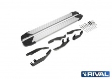 Порог-площадка "Silver" F173AL + комплект крепежа RIVAL Ssang Yong Actyon  F173AL.5303.2