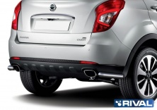 Защита заднего бампера d57 уголки RIVAL Ssang Yong Actyon 2010-2013-  R.5303.012