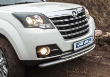 Защита переднего бампера d57+d42 RIVAL Great Wall Hover H3 2014-2015 R.2007.002