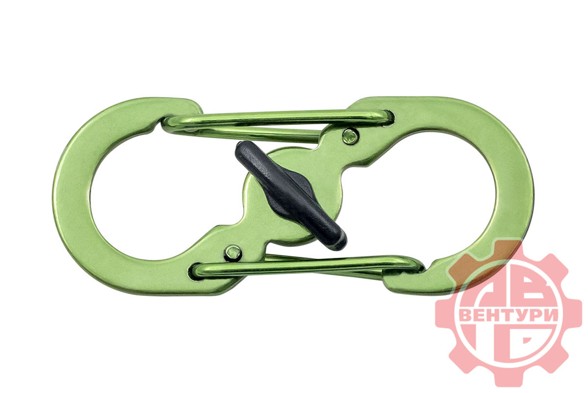 Карабин s-образный с блокировкой 36мм (green)  CRD.S.B.36.GR