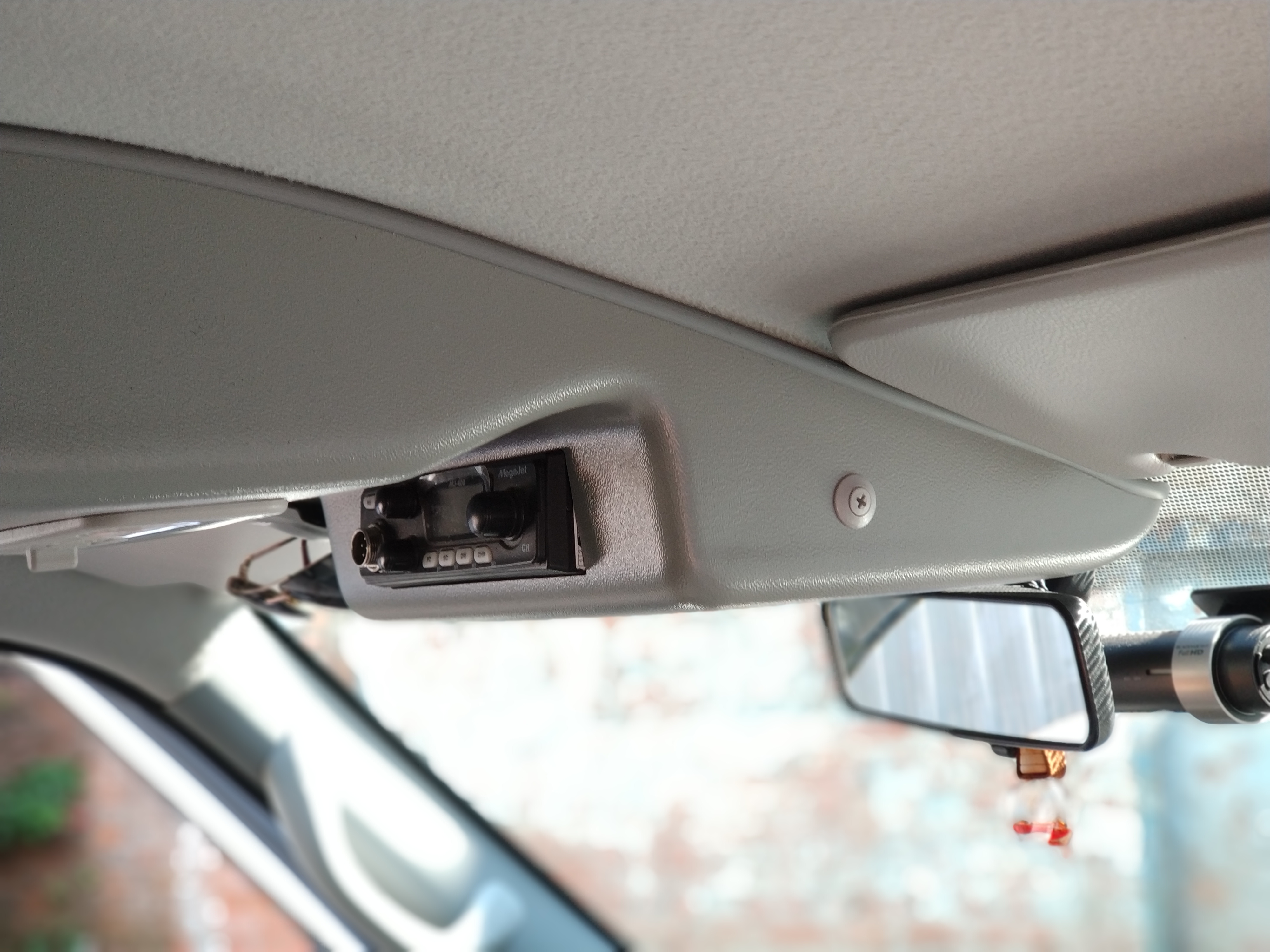 Консоль потолочная для установки р/c УАЗ Патриот 2019, вырез под р/с 140х40 ,без кармана, серая (ЭК) 302