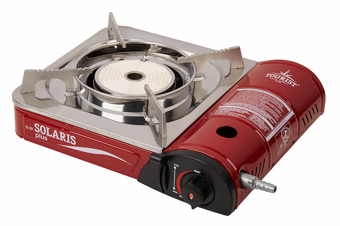 Плита газовая TOURIST SOLARIS PLUS портативная, керамическая, с переходником, в кейсе  TS-701