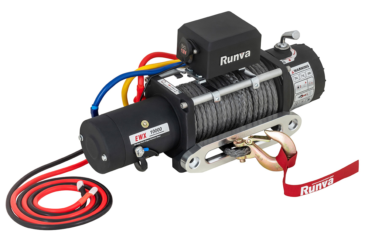 Лебёдка автомобильная электрическая 12V Runva 4500 кг (синтетический трос) EWX10000SSR