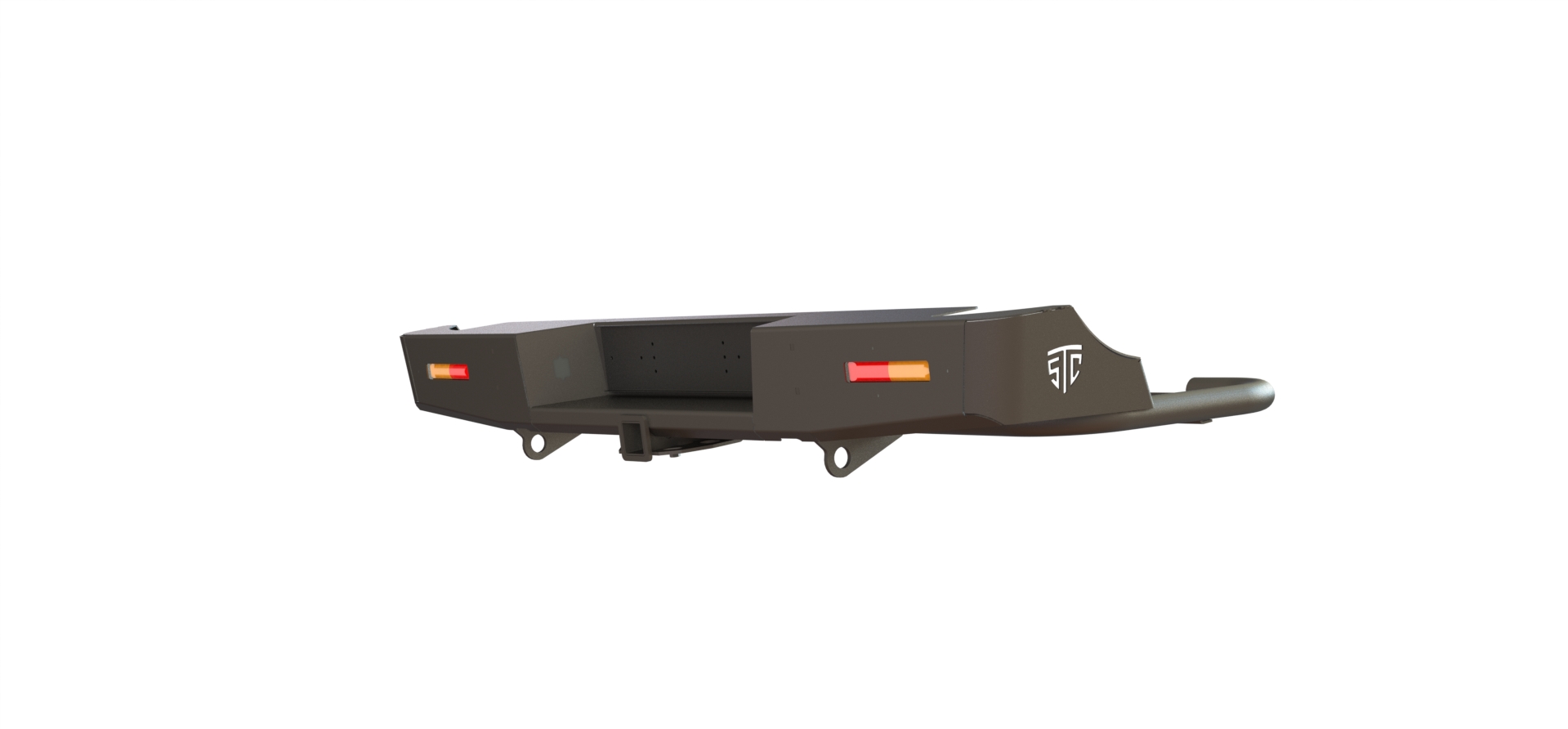 Бампер силовой задний Volkswagen Amarok с квадратом под фаркоп и фонарями STC-VA-BR-L1