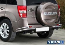 Защита заднего бампера d57+d42 уголки RIVAL Suzuki Grand Vitara 2012-2016  R.5507.008