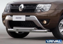 Защита переднего бампера d57+d42 RIVAL Renault Duster 2015-  R.4703.002