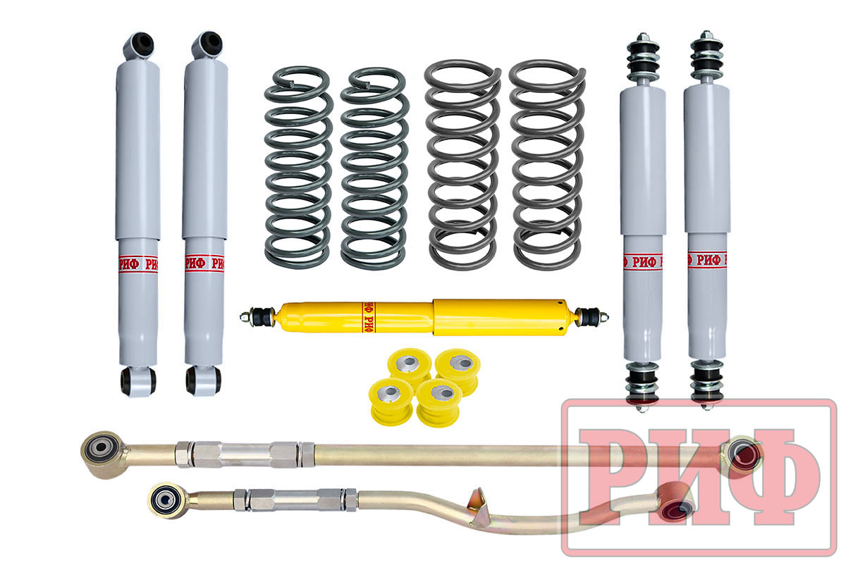 Лифт-комплект РИФ газовый Nissan Patrol Y60 и Y61 до 2000 года лифт 100 мм (левый руль) RIF-Y60-4-L-G