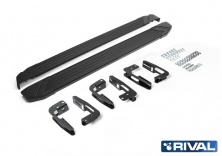 Порог-площадка "Black" F173ALB + комплект крепежа RIVAL Mitsubishi Pajero IV  F173ALB.4002.1