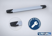 Порог-площадка "Silver" F180AL + комплект крепежа RIVAL Land Rover Discovery Sport 2014-  F180AL.3103.1