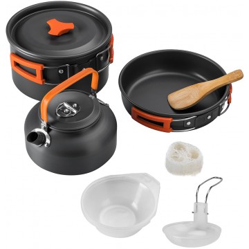  Набор посуды HELIOS 3-4 персоны. С чайником. Анодированный алюминий CAMPSOR-308