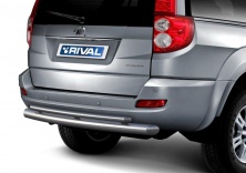 Защита заднего бампера d76+d42 RIVAL Great Wall Hover H5 2011-2015 R.2008.006
