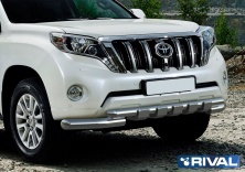 Защита переднего бампера d76+d57 с профильной защитой картера RIVAL Toyota Land Cruiser Prado 150 2009-2013-2017 R.5704.034
