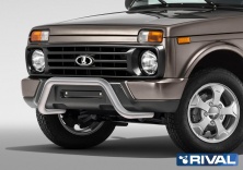 Защита переднего бампера d57 скоба RIVAL Lada 4х4 Urban 3d 2014-  R.6004.001