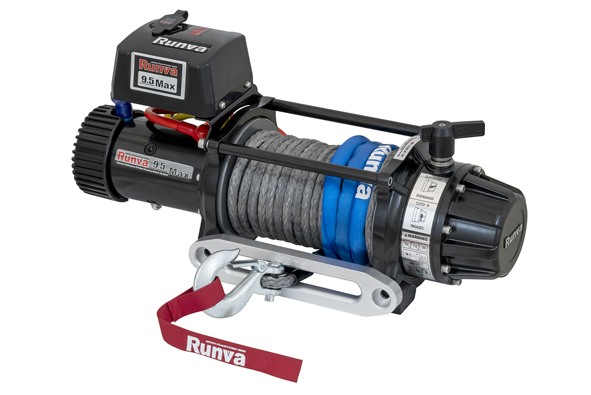 Лебёдка автомобильная электрическая 12V Runva 9500 lbs 4350 кг MAX влагозащищенная, синтетический трос EWB9500MAXSSR