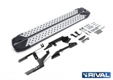 Порог-площадка "Bmw-Style" D173AL + комплект крепежа RIVAL Renault Duster/Nissan Terrano  D173AL.4701.3