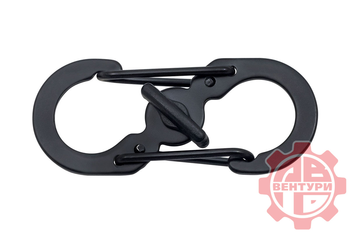 Карабин s-образный с блокировкой 36мм (black)  CRD.S.B.36.B