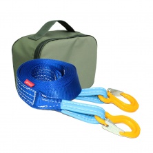 Ремень буксировочный эластичный 4.5 т 4 м серия "Стандарт" Крюк/Крюк + сумка(олива) T-plus T014613