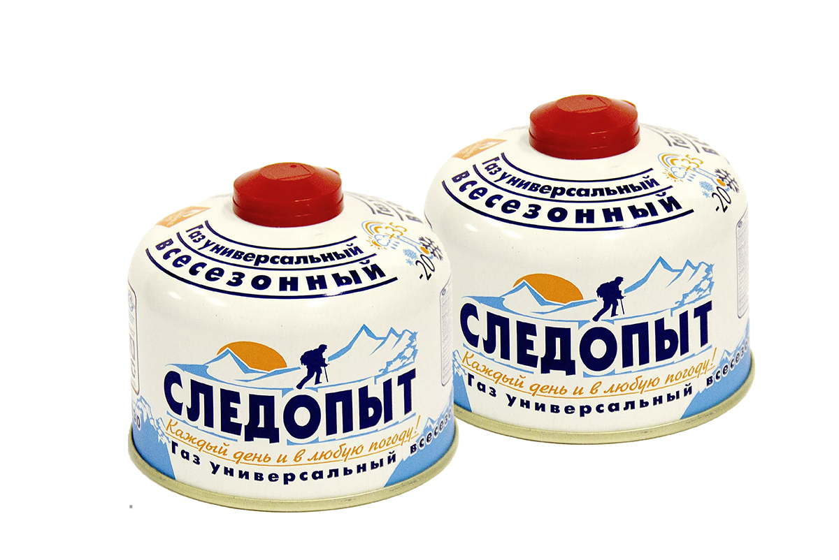 Баллон газовый резьбовой СЛЕДОПЫТ 230 гр., всесезонный, комплект 2 шт.  PF-FG-230-SET2