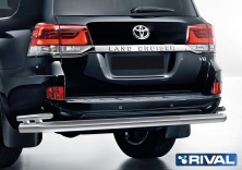 Защита заднего бампера d76+d42 RIVAL Toyota Land Cruiser 200 2015- R.5717.010