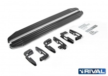 Порог-площадка "Premium" A173ALP + комплект крепежа RIVAL Mitsubishi Pajero IV 2006-2011-2014-  A173ALP.4002.1
