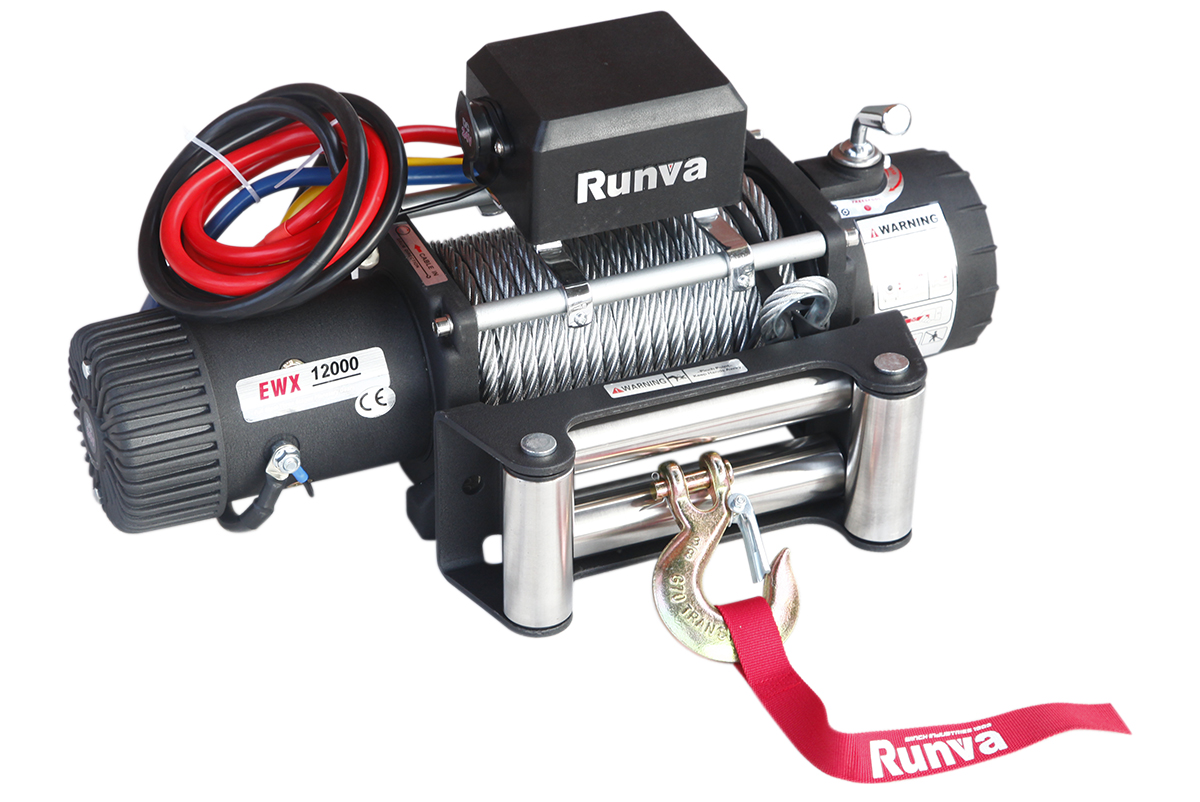 Лебёдка электрическая 24V Runva 12000 lbs 5443 кг (стальной трос) EWX12000S24V