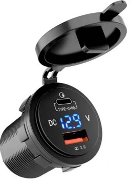 Розетка USB QC 3.0, PD с вольтметром RIF22-4-1016900