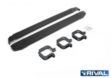 Порог-площадка "Black" F173ALB + комплект крепежа RIVAL Mitsubishi Pajero Sport 2008-2016   F173ALB.4003.1